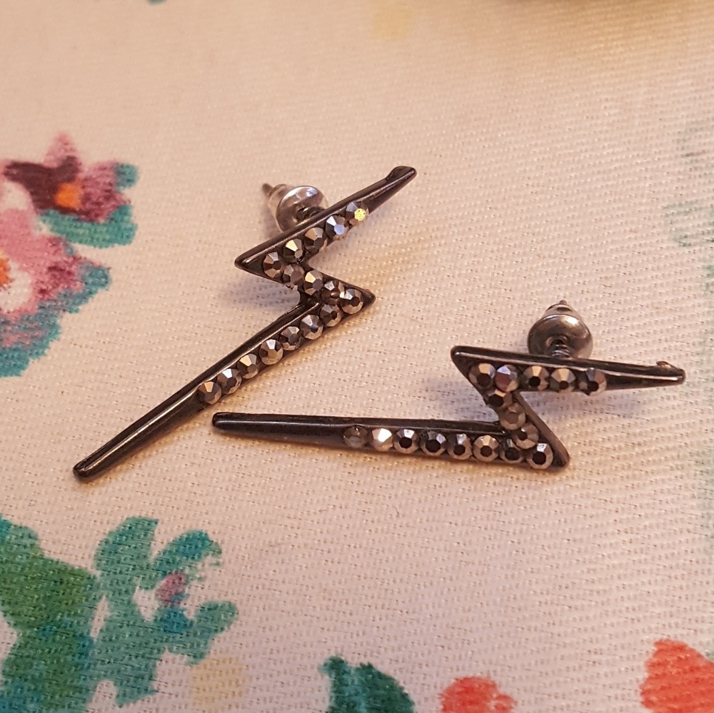 Sparkly lightning bolt earrings